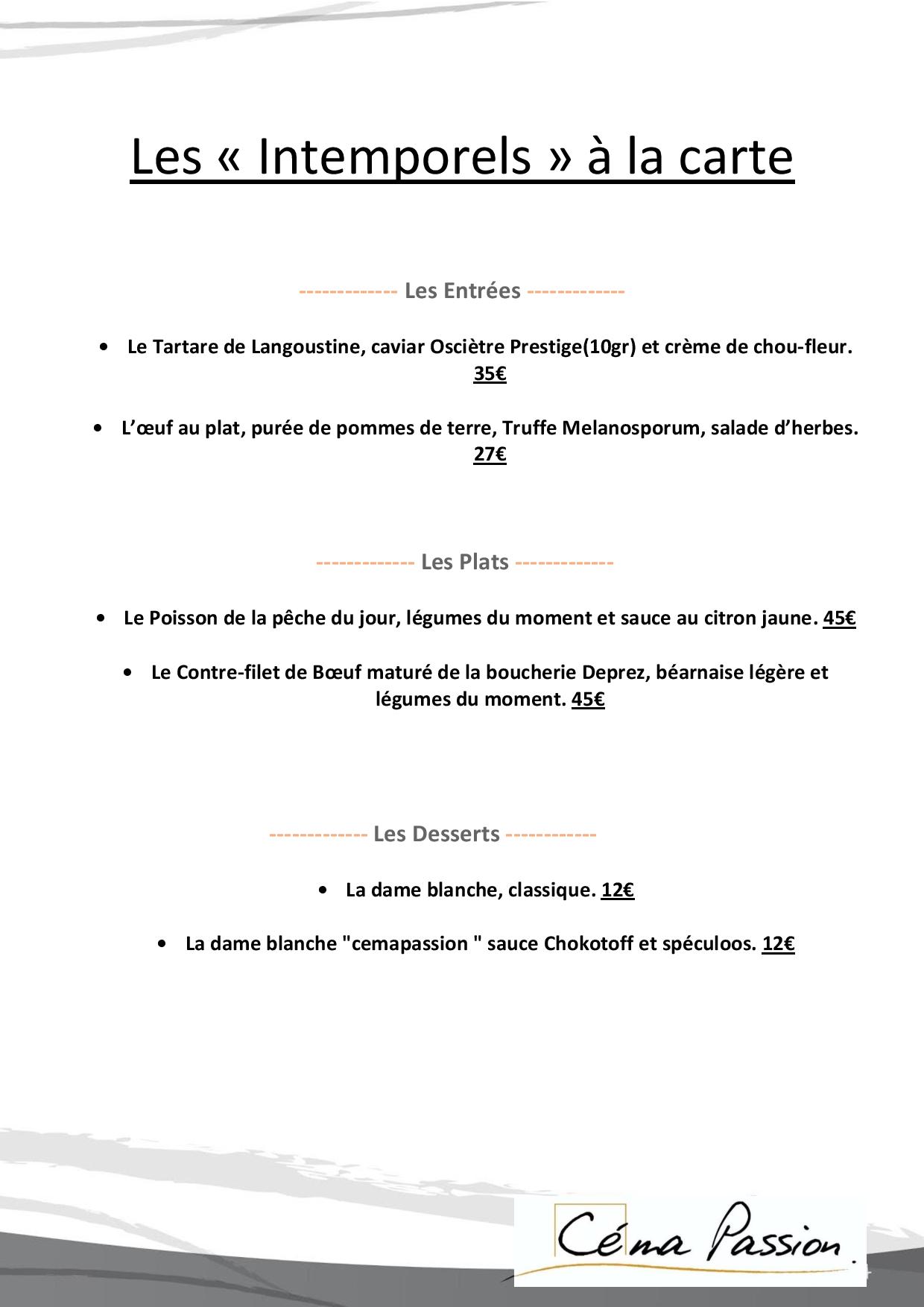 One Page Cema Passion Restaurant Gastronomie Francaise